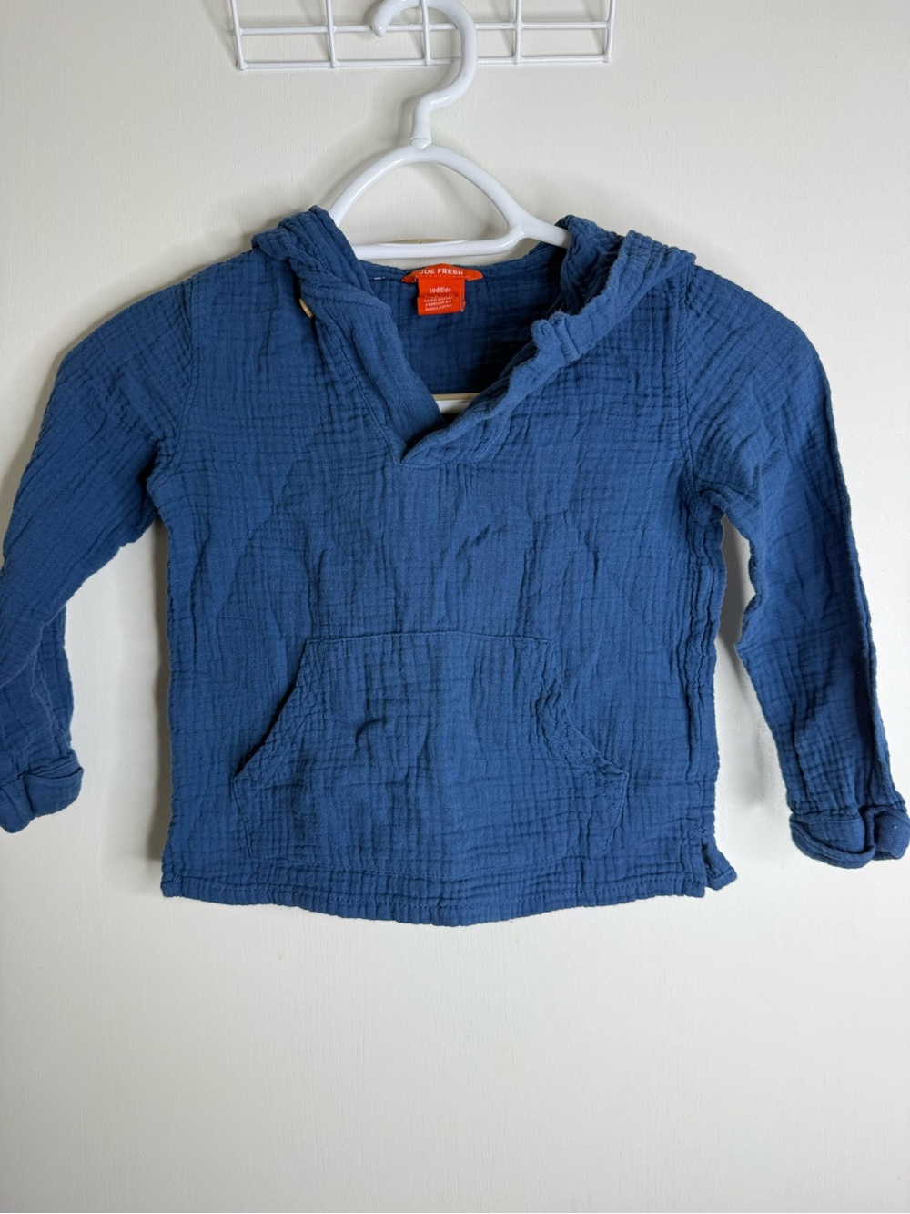 ⭐️5 for $20⭐️ Joe Fresh Children's Blue Hooded Gauze Pullover Shirt 4 Years